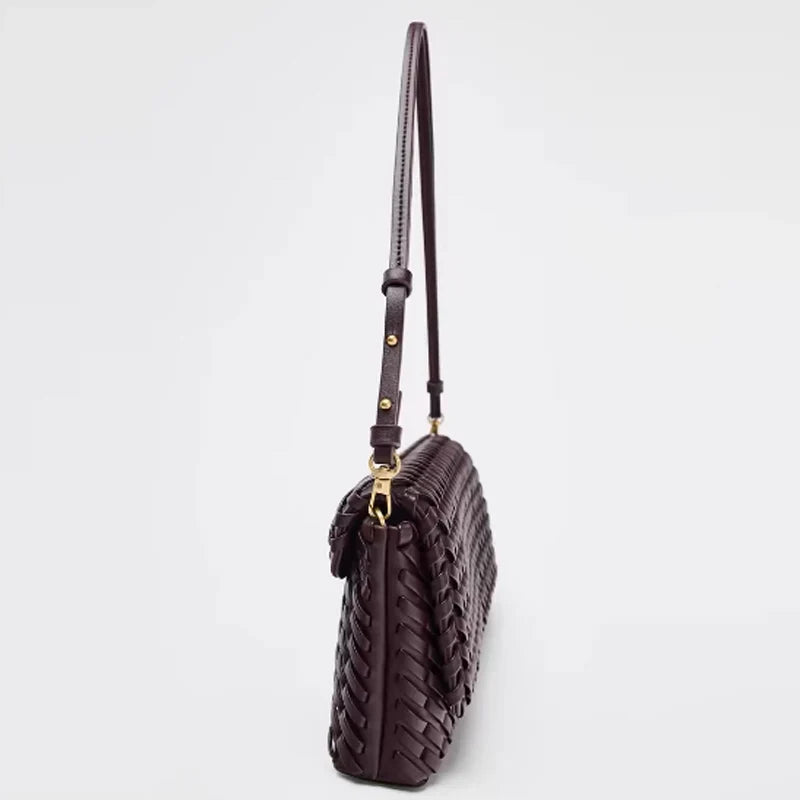 Women Leather Woven Bag | Shoulder Bag | Armpit Handbag