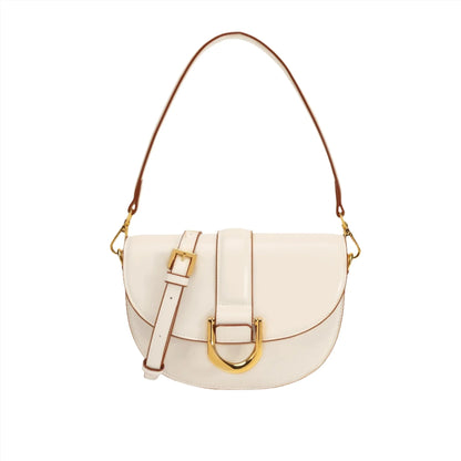 Women Small Shoulder Handbag | Leather Saddle Crossbody Bag Beige