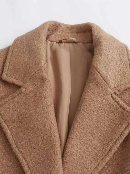 Women Long Coat | Loose Long-Sleeved Bouclé Coat