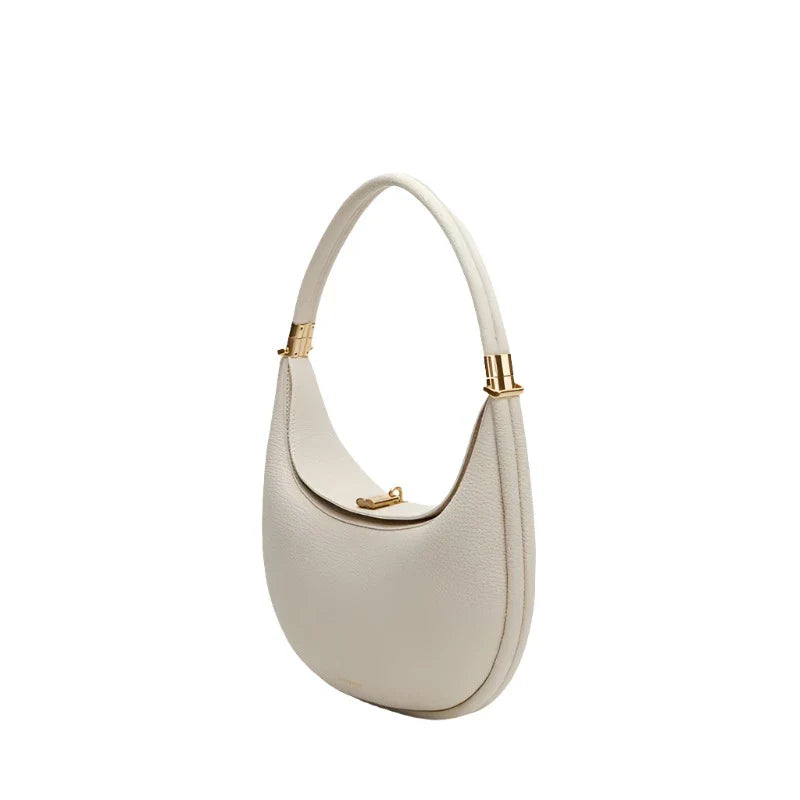 Women Half Moon Shoulder Bag | Luxury Leather Bag | Underarm Handbag | Crossbody Bag White