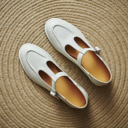 Petra | Women's T-Strap Mary Jane Flats Round Toe Low Heel Pumps