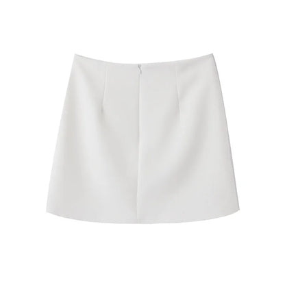 Women White Vest Skirt Suit | Two Piece Summer Office Slim Set