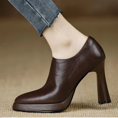 Giselle | Women's High Heel Pumps Platform Block Heel Side Zipper