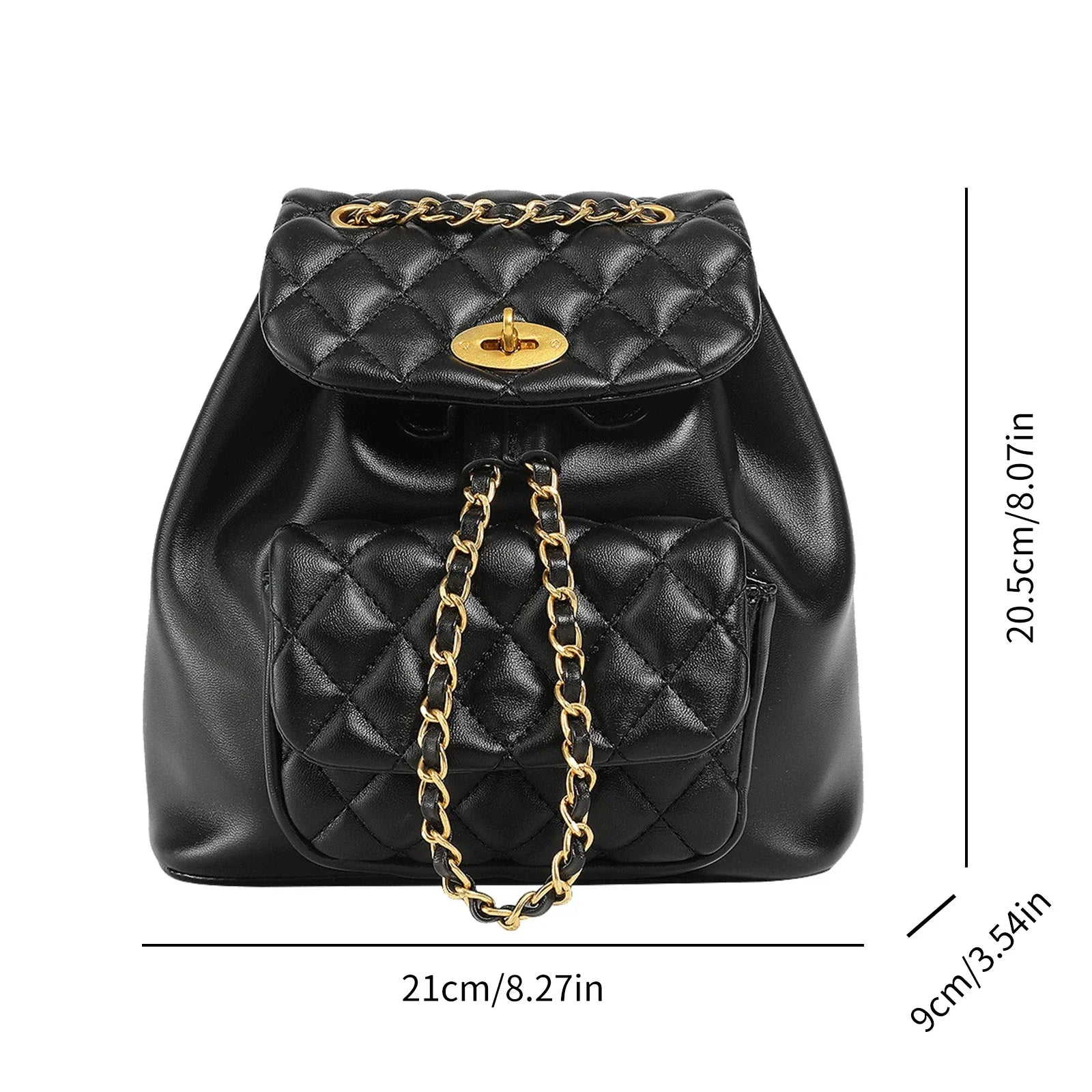 Women Leather Small Quilted Backpack | Drawstring Bag