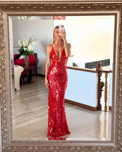 Holly | Women's Wedding Guest Sequin Backless Dress