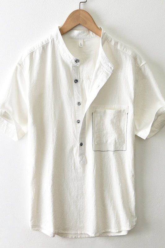 Henley Button Large Pocket Shirt