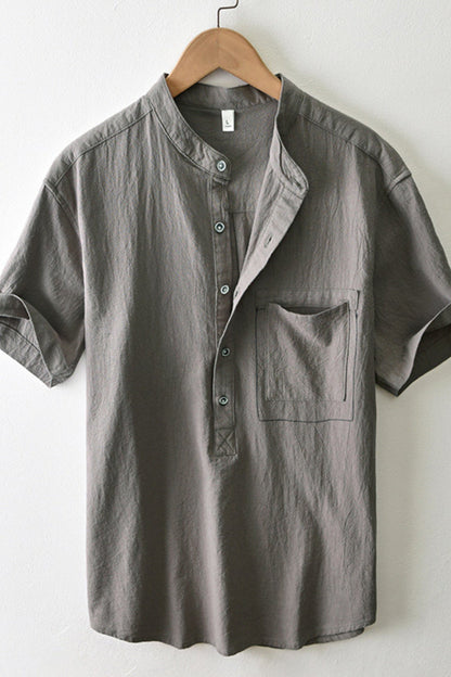 Henley Button Large Pocket Shirt