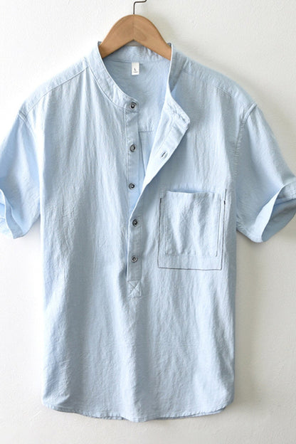 Henley Button Large Pocket Shirt