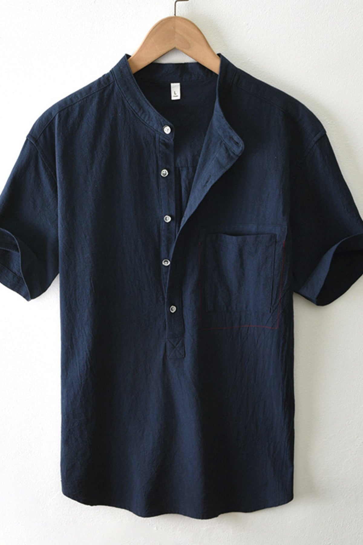 Henley Button Large Pocket Shirt