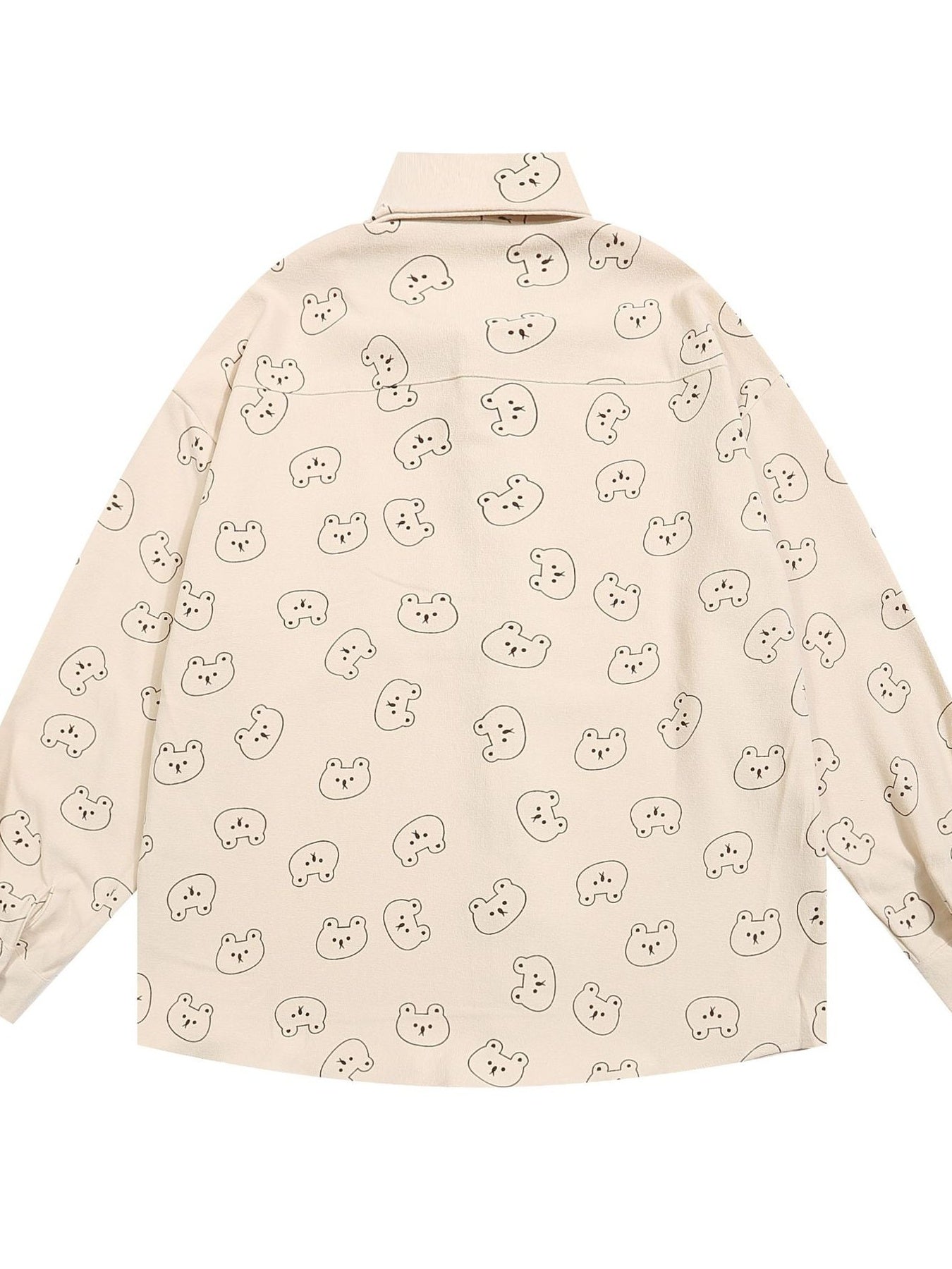 Men's Bear Printed Button-Up Shirt