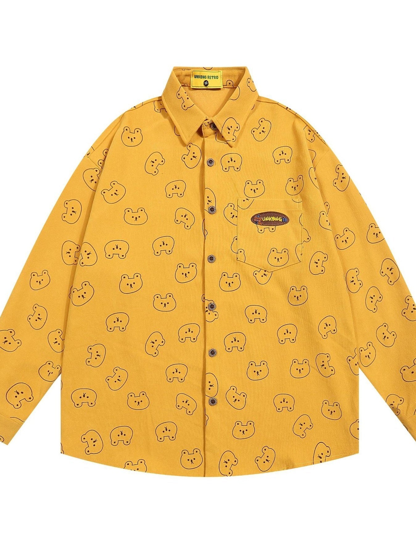 Men's Bear Printed Button-Up Shirt