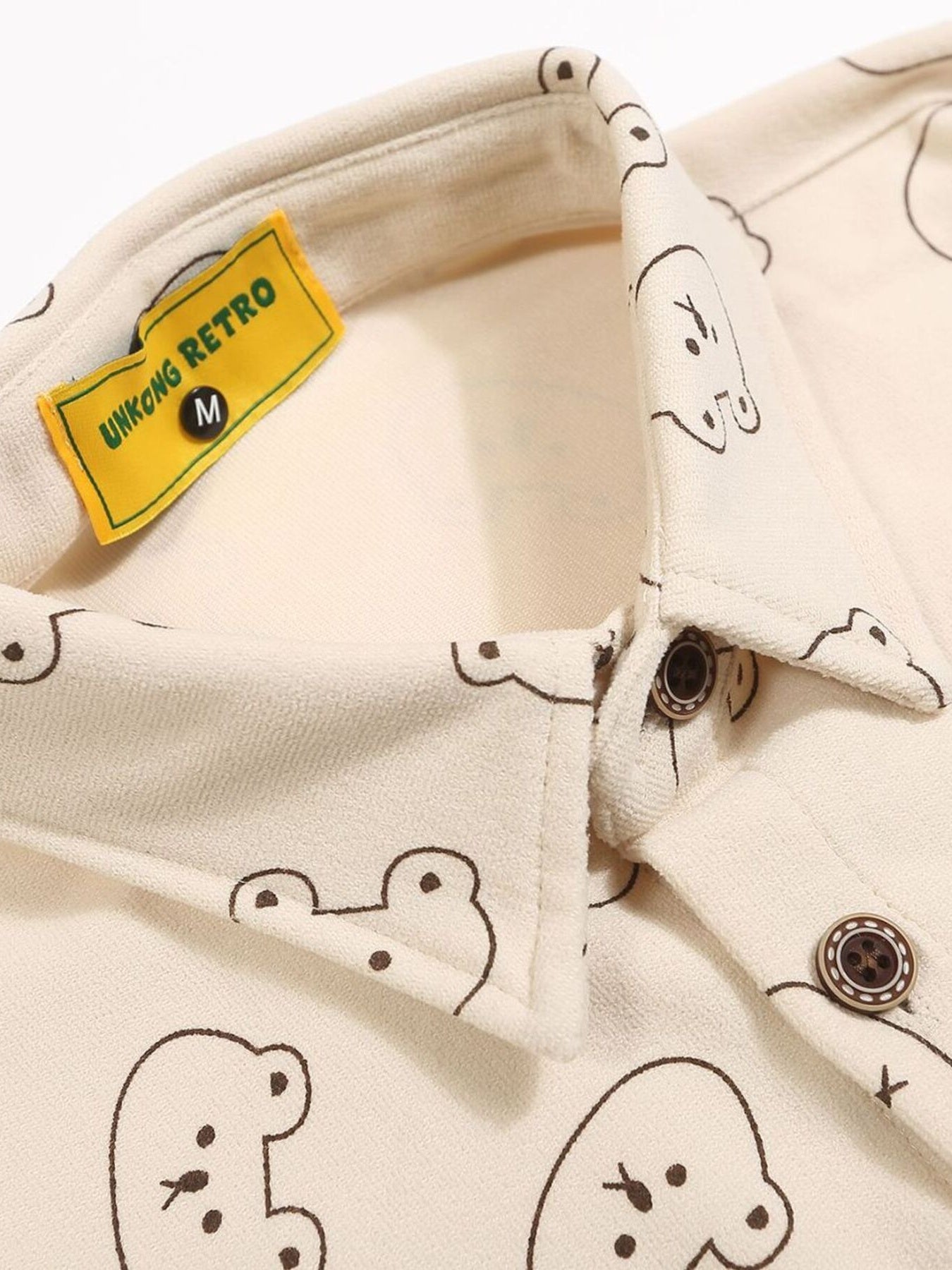 Men's Bear Printed Button-Up Shirt