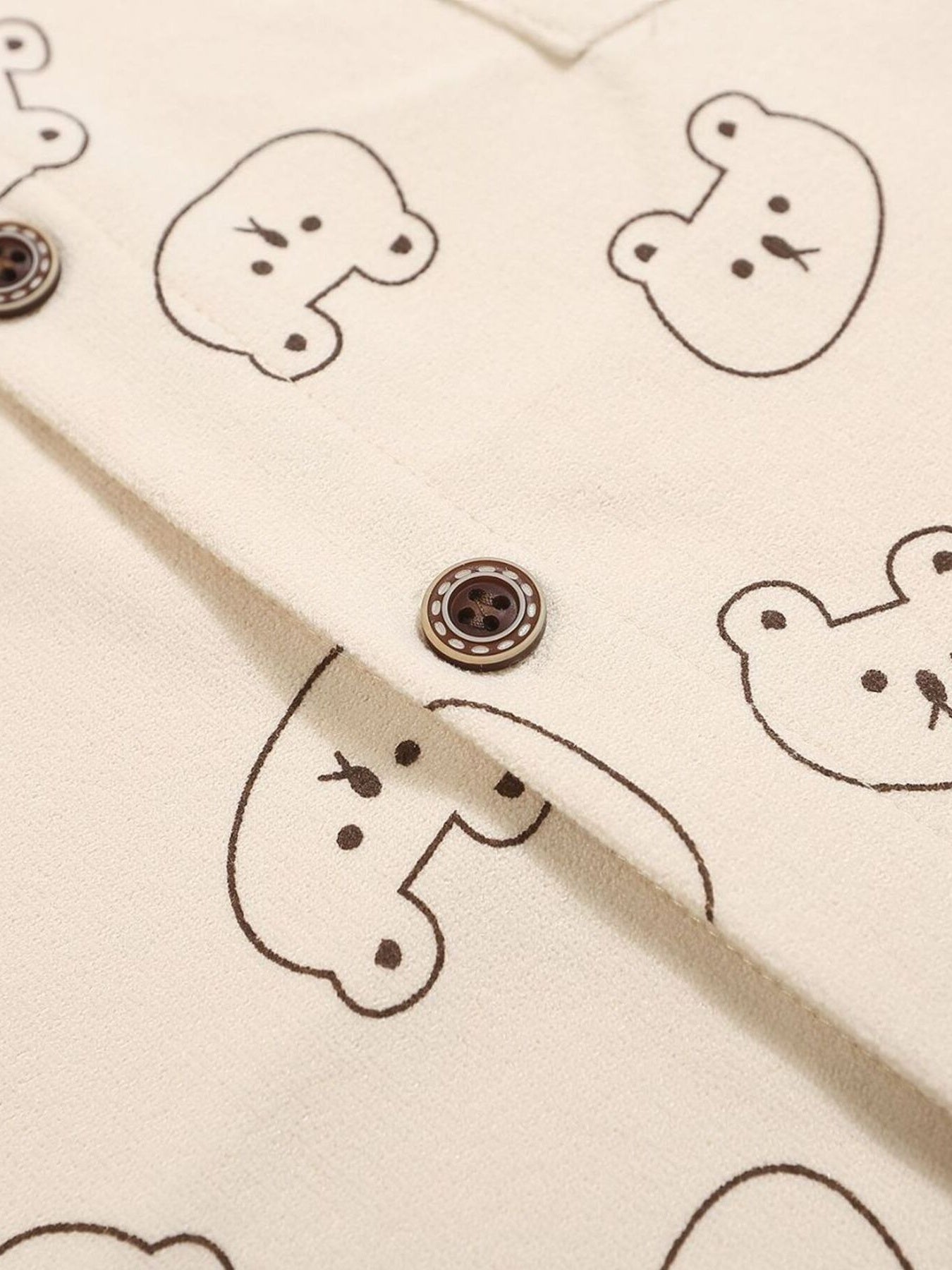 Men's Bear Printed Button-Up Shirt