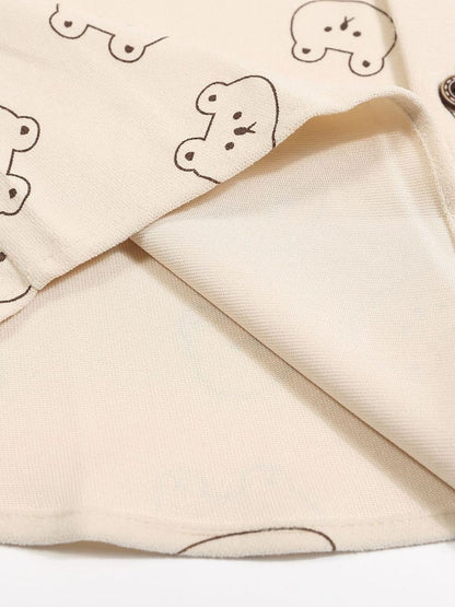 Men's Bear Printed Button-Up Shirt