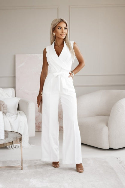 Eloise | Women's Sleeveless Wide Leg Jumpsuit Wrap V-Neck Belted