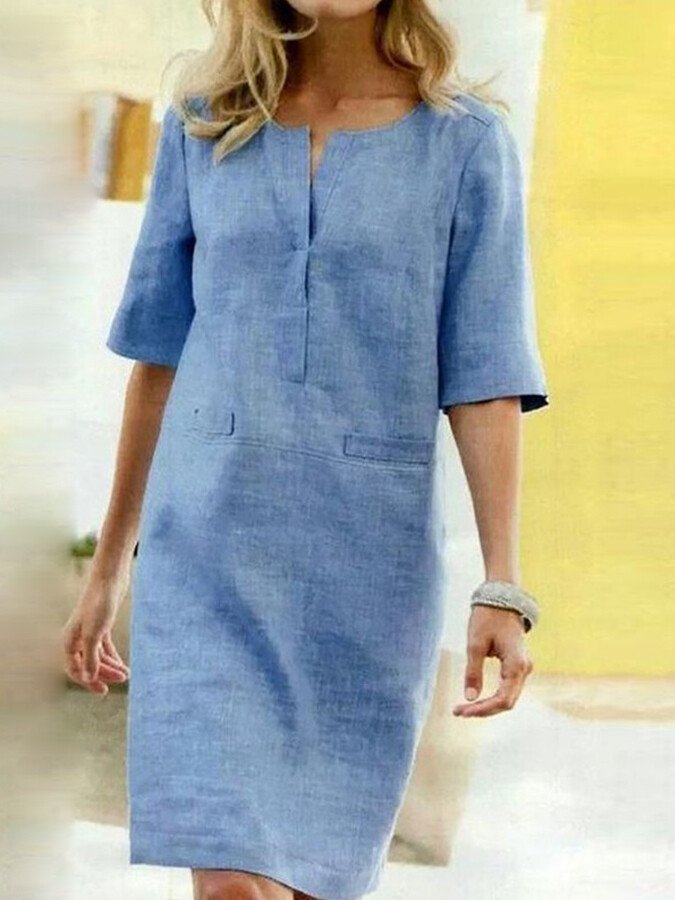 Nora | Women's Shift Dress Half Sleeve V-Neck Summer