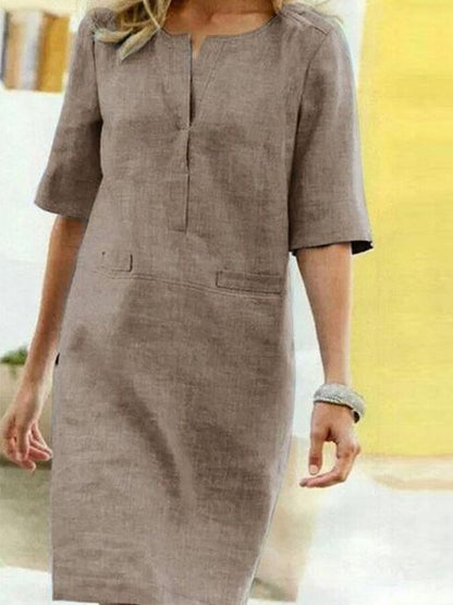 Nora | Women's Shift Dress Half Sleeve V-Neck Summer