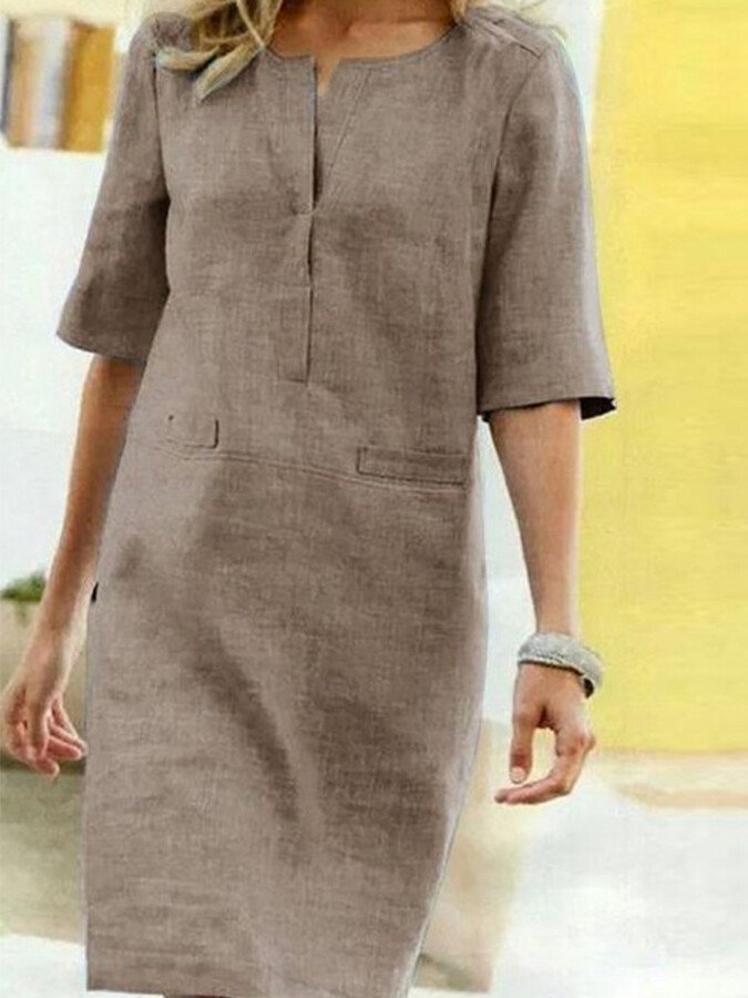 Nora | Women's Shift Dress Half Sleeve V-Neck Summer