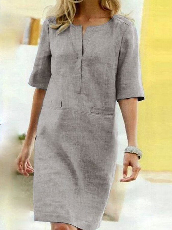 Nora | Women's Shift Dress Half Sleeve V-Neck Summer