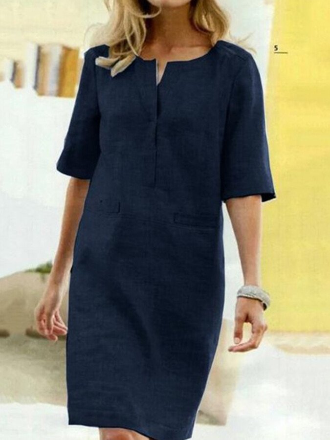 Nora | Women's Shift Dress Half Sleeve V-Neck Summer