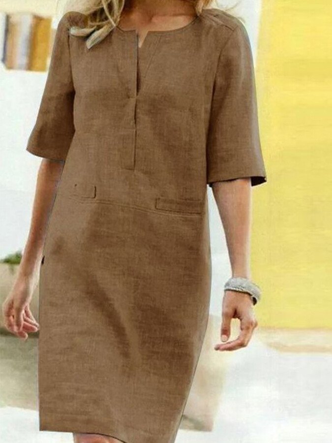 Nora | Women's Shift Dress Half Sleeve V-Neck Summer
