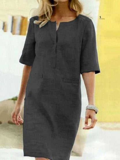 Nora | Women's Shift Dress Half Sleeve V-Neck Summer
