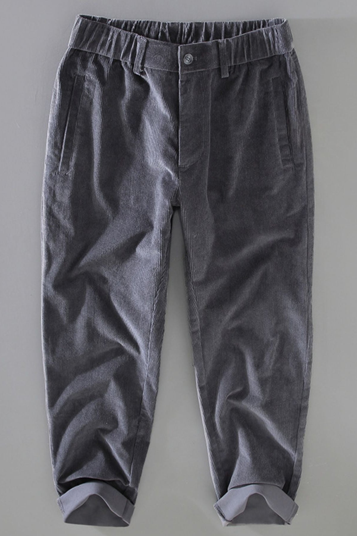 Men's Elastic Waist Loose Fit Corduroy Pants