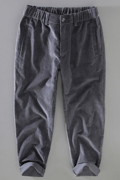 Men's Elastic Waist Loose Fit Corduroy Pants