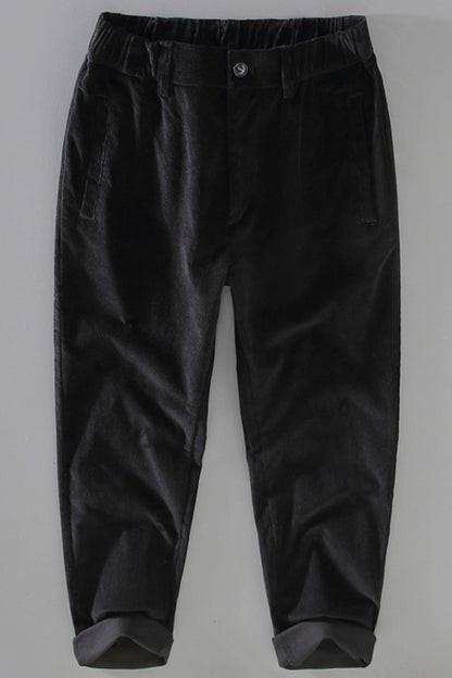 Men's Elastic Waist Loose Fit Corduroy Pants