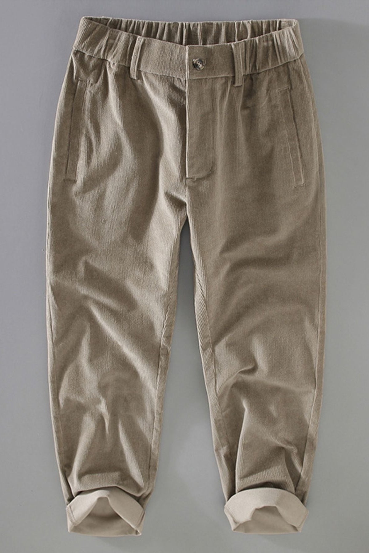 Men's Elastic Waist Loose Fit Corduroy Pants