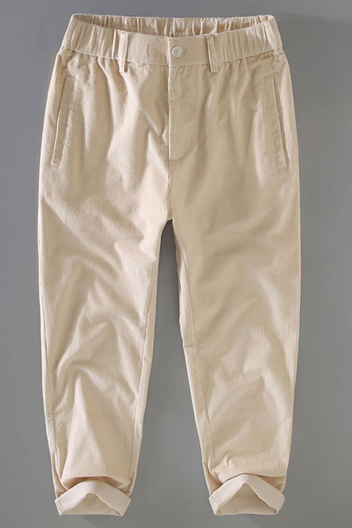 Men's Elastic Waist Loose Fit Corduroy Pants