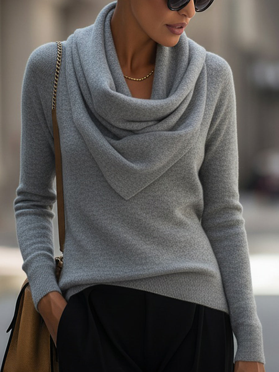 Ella™ | Draped Cowl Neck Long-Sleeve Top