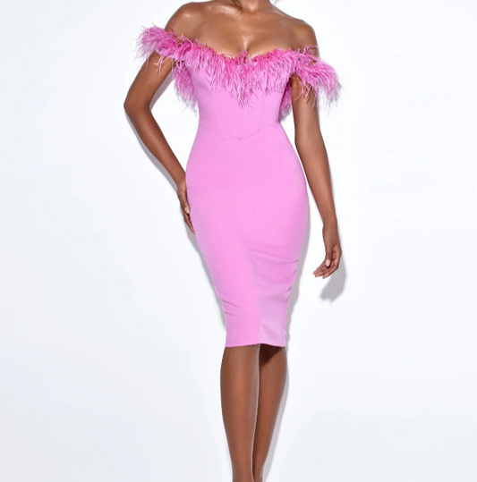 TABATA Feathers Bandage Dress