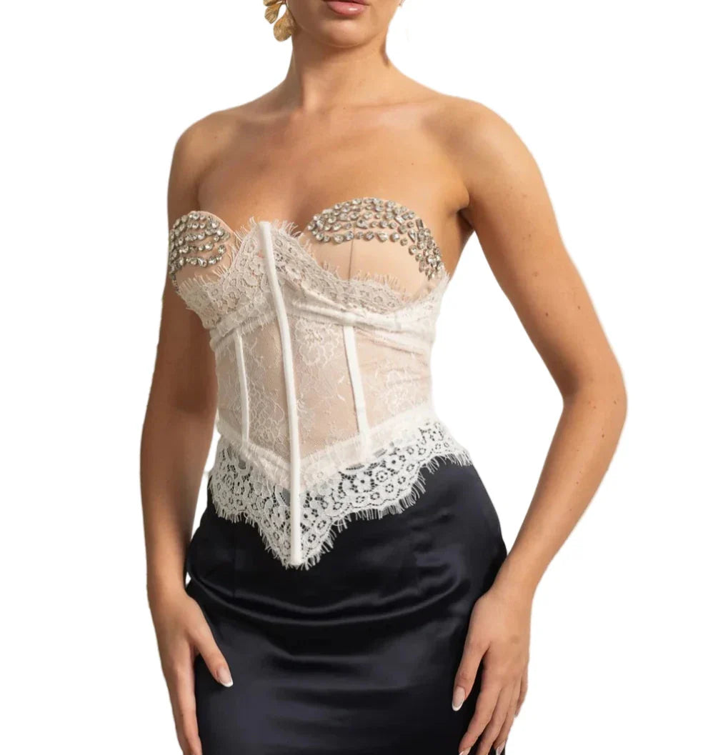 TAMARA Sexy Lace Corset WHITE