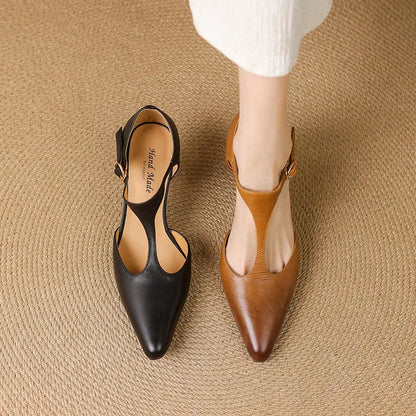 Sloane | Women's T-Strap Heels Pointed Toe Mid Heel Pumps