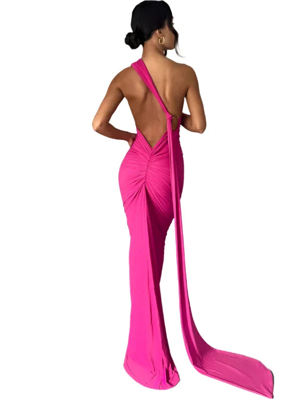 UME Backless Sexy Maxi Dress PINK