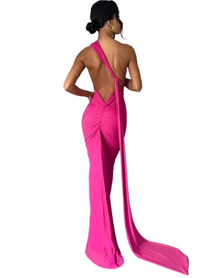 UME Backless Sexy Maxi Dress PINK