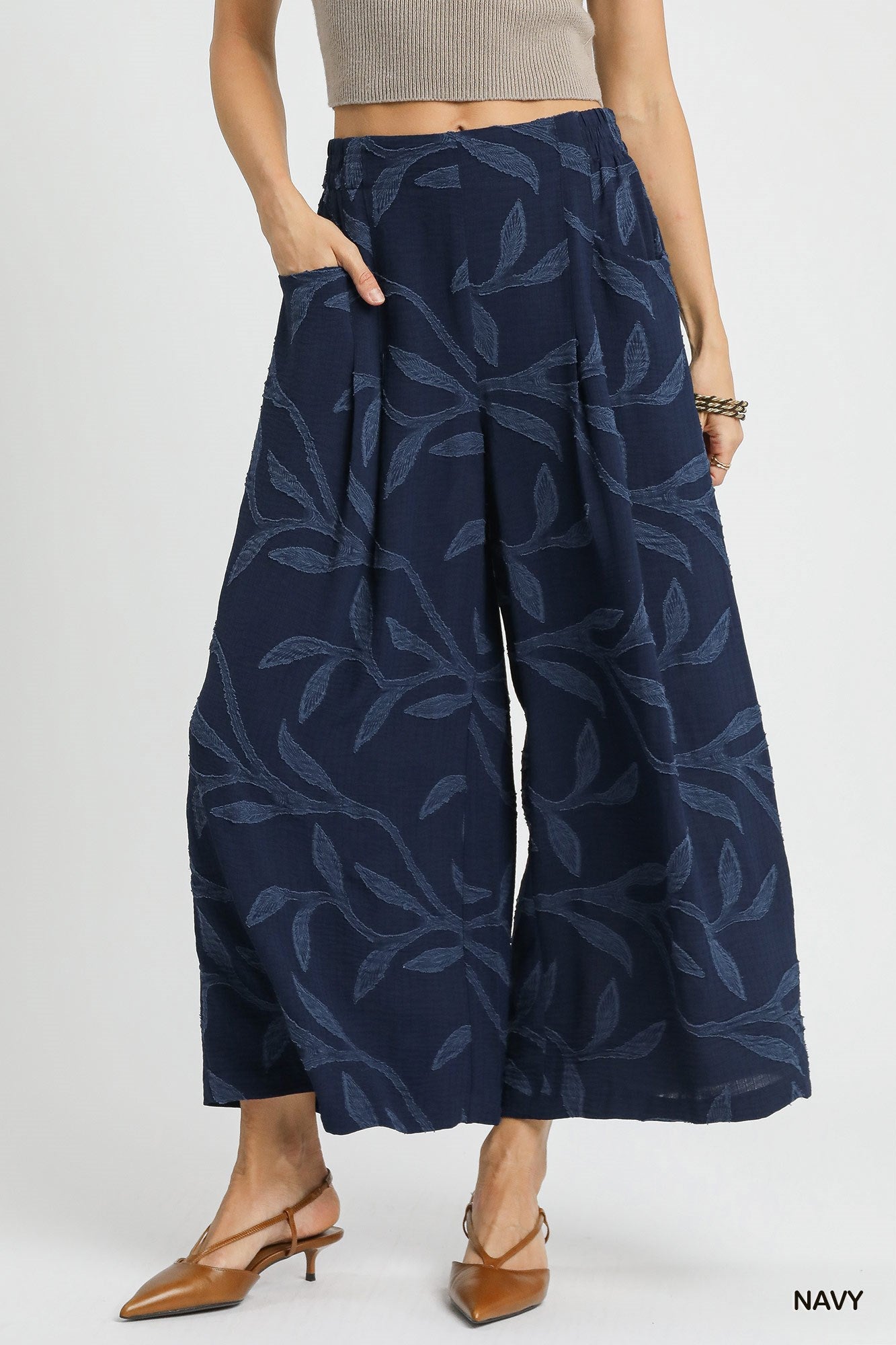 Jacquard Wide-Leg Pants