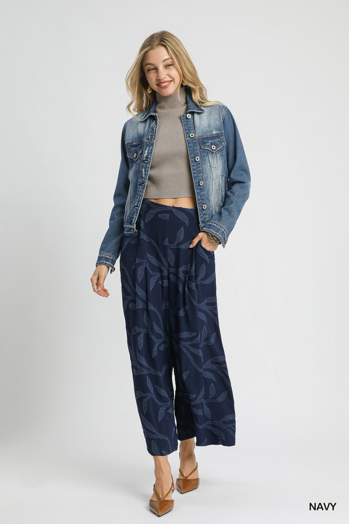 Jacquard Wide-Leg Pants