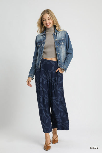 Jacquard Wide-Leg Pants