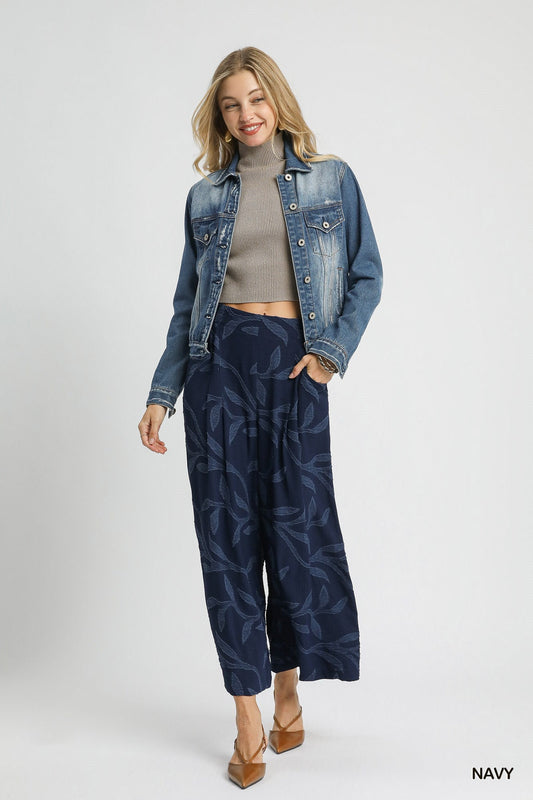 Jacquard Wide-Leg Pants