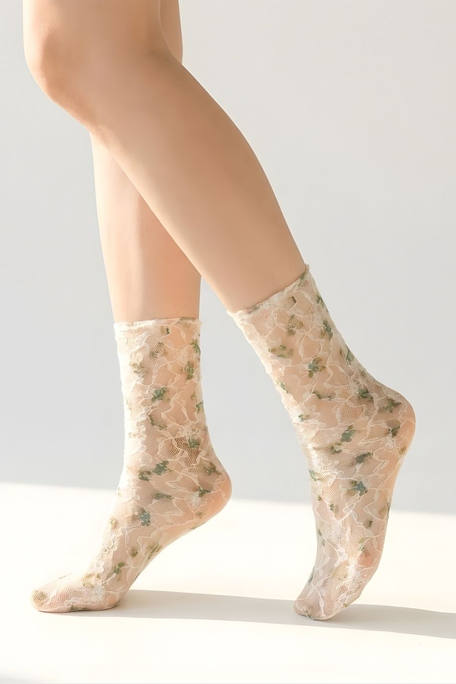 Floral Mesh Sheer Socks