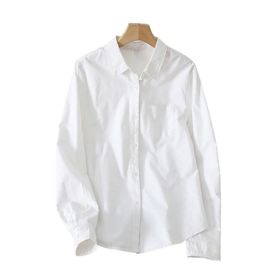 Women Plain White Oxford Shirt | Button Up Office Dress Shirt White