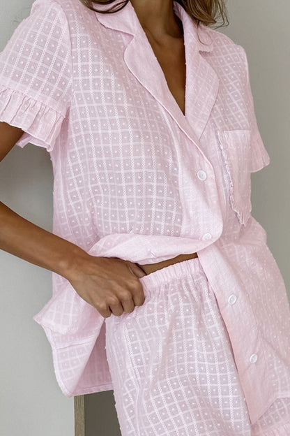 Button Up Short Sleeve Top and Shorts Set