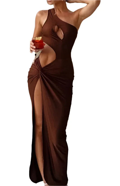 VERONICA Sexy Cut Out Beach Bodycon Dress BROWN