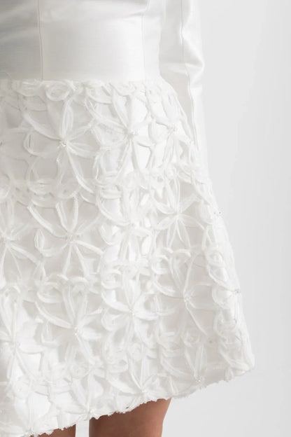 VICENZA TEXTURED DETACHABLE SCULPTURAL SHOULDER BOLERO MINI DRESS