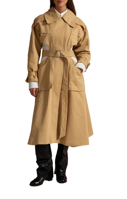 VIOLET Cut Out Trench Maxi Coat