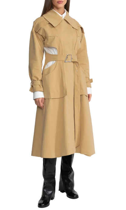 VIOLET Cut Out Trench Maxi Coat