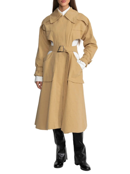 VIOLET Cut Out Trench Maxi Coat
