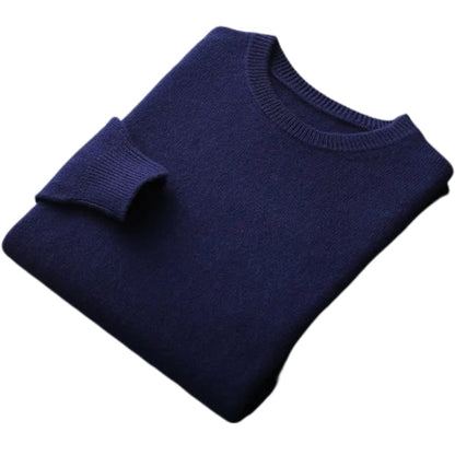Men Pure Wool Sweater | Casual Pullover | Cashmere Knitting Navy Blue